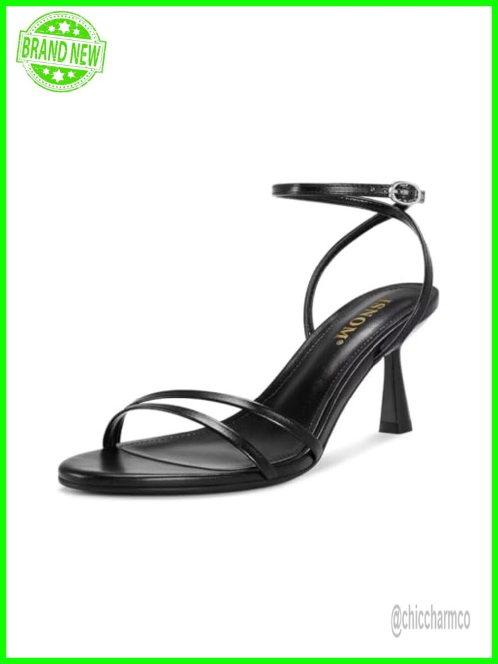 Women's Ankle Strap Kitten Heel Sandals Round Toe Faux Leather Summer